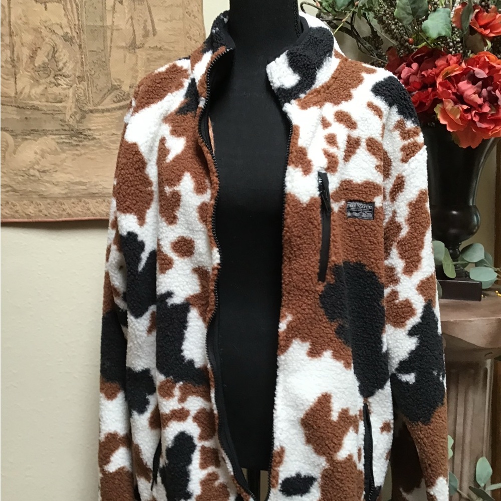 Women's Brown and Black Fleece Jacket